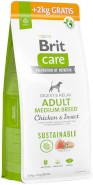 Brit Care Dog Sustainable Adult Medium Breed Chicken Insect 12kg+2kg