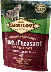 CARNILOVE Cat Adult Duck / Pheasant Hairball Control 400g - Zdjęcie główne