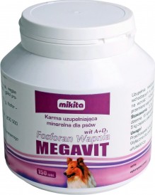 MIKITA MEGAVIT Fosforan wapnia A+D3 dla szczeniąt na kości 150tabl. - Zdjęcie główne
