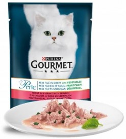 PURINA GOURMET Perle mini Fileciki z Pstrągiem i Szpinakiem 85g - Zdjęcie nr 2