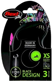 FLEXI BLACK Design Smycz sznurowa XS / 3m różowa - Zdjęcie nr 2