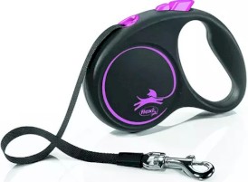 FLEXI BLACK Design Smycz taśmowa S / 5m różowa - Zdjęcie główne