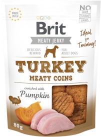 BRIT JERKY Snack TURKEY Meaty Coins Indyk Dynia 80g