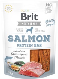 BRIT JERKY Snack SALMON Protein Bar Łosoś Małże 80g