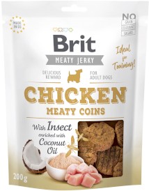 BRIT JERKY Snack CHICKEN Meaty Coins Drób Owady 200g - Zdjęcie główne