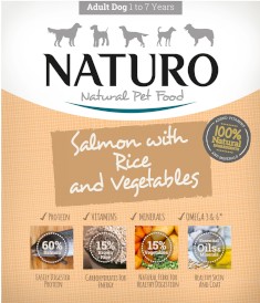 NATURO Adult Dog Łosoś Ryż Warzywa tacka 400g