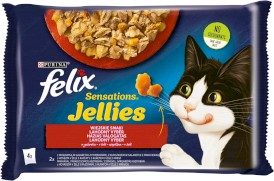 PURINA FELIX SENSATIONS  JELLIES Wiejskie Smaki z warzywami w Galaretce 4x85g - Zdjęcie główne