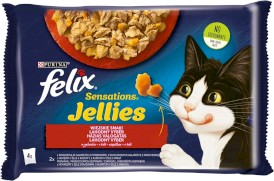 PURINA FELIX SENSATIONS  JELLIES Wiejskie Smaki z warzywami w Galaretce 4x85g