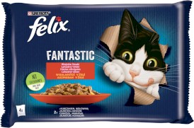 PURINA FELIX FANTASTIC Smaki Wiejskie Drób Wołowina 4x85g - Zdjęcie główne