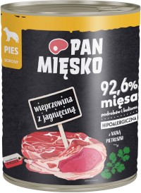 PAN MIĘSKO Wieprzowina z Jagnięciną dla psa 800g - Zdjęcie główne