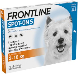 FRONTLINE Spot-On Krople na kleszcze dla psa do 10kg S 3szt.
