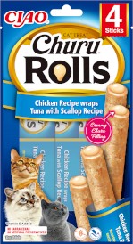 INABA Cat Churu Rolls Chicken Tuna Scaloop Przegrzebki 4x10g - Zdjęcie główne