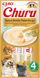 INABA Cat Churu Tuna Bonito Flakes Krem Tuńczyk Płatki 4x14g - Zdjęcie główne
