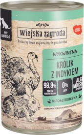 WIEJSKA ZAGRODA Królik z Indykiem bez zbóż 400g