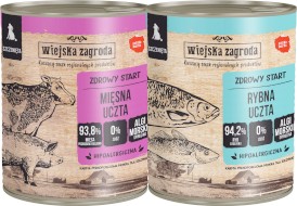 WIEJSKA ZAGRODA dla szczeniąt MIX SMAKÓW bez zbóż 12x800g