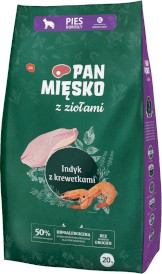 PAN MIĘSKO z Ziołami Indyk z Krewetkami dla psa XL 20kg - Zdjęcie główne