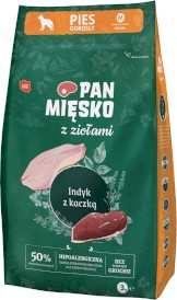 PAN MIĘSKO z Ziołami Indyk z Kaczką dla psa M 3kg - Zdjęcie główne