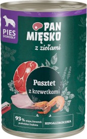 PAN MIĘSKO z Ziołami Pasztet z Krewetkami dla psa 400g