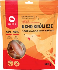 MACED Ucho królicze nadziewane Kurczakiem 500g