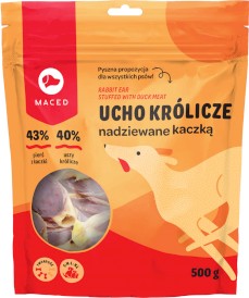 MACED Ucho królicze nadziewane Kaczką 500g - Zdjęcie główne