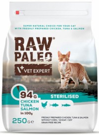 Vet Expert RAW PALEO Cat Sterilised Kurczak Tuńczyk Łosoś 250g