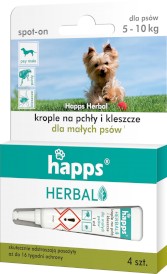 HAPPS Herbal Krople na pchły i kleszcze dla psów 5-10kg 4szt. - Zdjęcie główne