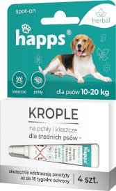 HAPPS Herbal Krople na pchły i kleszcze dla psów 10-20kg 4szt. - Zdjęcie główne