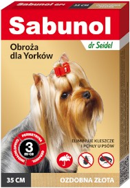 SABUNOL Obroża Złota na kleszcze pchły 35cm dla Yorków - Zdjęcie główne