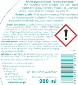 HAPPS Płyn na kleszcze i komary dla psa i kota Spray 200ml - Zdjęcie nr 2
