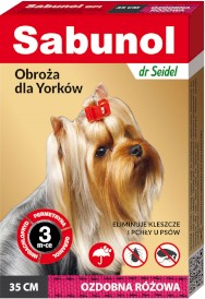 SABUNOL Obroża Różowa na kleszcze pchły 35cm dla Yorków - Zdjęcie nr 2