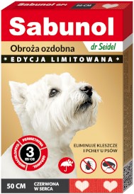 SABUNOL Obroża ozdobna Serca Czerwona na kleszcze pchły 50cm - Zdjęcie główne