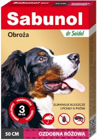 SABUNOL Obroża ozdobna Różowa na kleszcze pchły 50cm - Zdjęcie główne