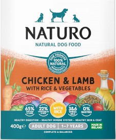 NATURO Adult Dog Jagnięcina Kurczak Ryż Warzywa tacka 400g - Zdjęcie nr 2