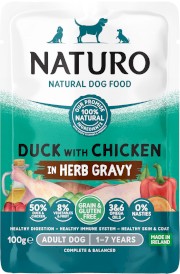NATURO Adult Dog GF Kaczka Kurczak w sosie ziołowym 100g - Zdjęcie nr 2