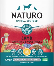 NATURO Adult Dog Jagnięcina Ryż Warzywa tacka 400g - Zdjęcie nr 2