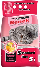 Super BENEK Standard Cytrusowa świeżość Żwirek 5l - Zdjęcie główne