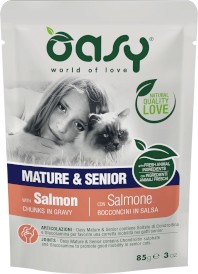 OASY Cat Lifestage Mature / Senior Salmon Łosoś w sosie 85g - Zdjęcie główne