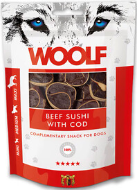 WOOLF Beef Sushi Cod Roladki Wołowina Dorsz 100g - Zdjęcie nr 2
