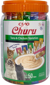 INABA Cat Treat Churu Tuna / Chicken Varieties Mix w Słoiku 50x14g - Zdjęcie główne