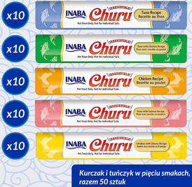 INABA Cat Treat Churu Tuna / Chicken Varieties Mix w Słoiku 50x14g - Zdjęcie nr 2