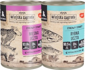 WIEJSKA ZAGRODA dla szczeniąt MIX SMAKÓW bez zbóż 12x400g - Zdjęcie główne