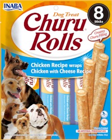 INABA Dog Churu Rolls Chicken Cheese Kurczak Ser 8x12g - Zdjęcie główne