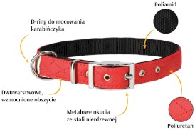 DINGO Terra Fire Obroża wegańska z klamrą metalową Czerwona S - Zdjęcie nr 3