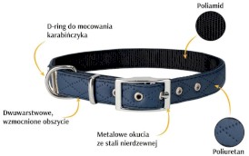 DINGO Terra Ocean Obroża wegańska z klamrą metalową Granatowa M - Zdjęcie nr 3