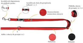 DINGO Terra Fire Smycz przepinana wegańska Czerwona 1,6cm x 220cm - Zdjęcie nr 3