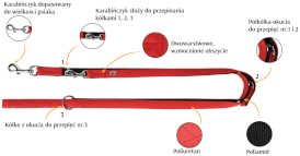DINGO Terra Fire Smycz przepinana wegańska Czerwona 2cm x 220cm - Zdjęcie nr 3