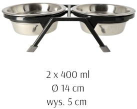 DINGO Miski metalowe na stojaku dla kota i psa 2x400ml - Zdjęcie nr 3