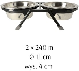 DINGO Miski metalowe na stojaku dla kota i psa 2x240ml - Zdjęcie nr 3