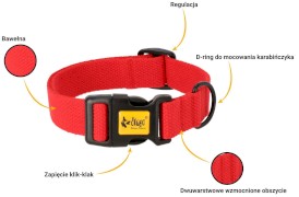 DINGO Qoton Obroża bawełniana Czerwona S 16mm x 35cm - Zdjęcie nr 5