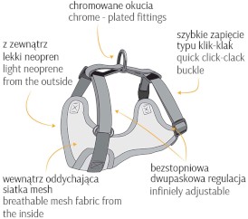 DINGO Szelki bezuciskowe z dwupaskową regulacją Czerwone XS - Zdjęcie nr 3